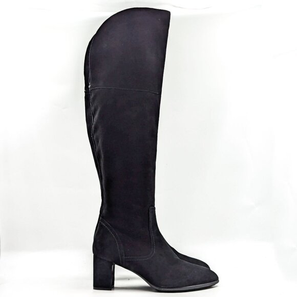 Aquatalia Women Barbera Black Suede OTK Block Heel Boots size 11 - Picture 11 of 12